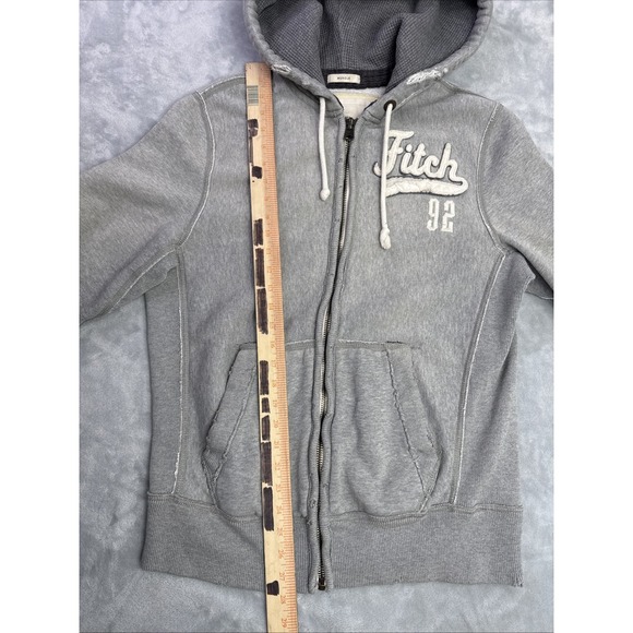 Abercrombie & Fitch Muscle Hoodie Sz L Vintage Y2K Heavyweight Distressed Zip Up - Picture 7 of 13